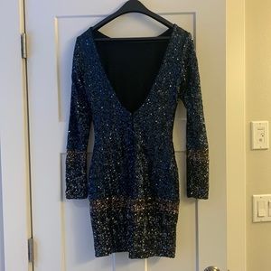 Dress The Population long sleeve mini dress, size small.